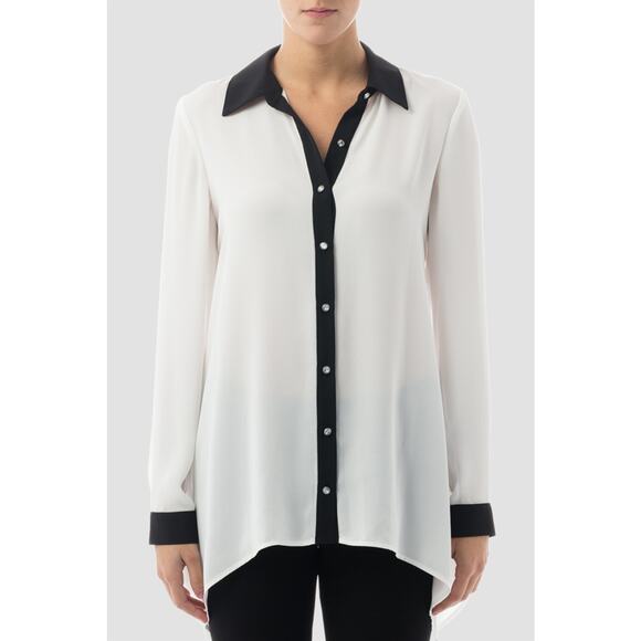 Joseph Ribkoff Lace Panel Back Top Style 161502 - Off White/Black, Size 8 NWT